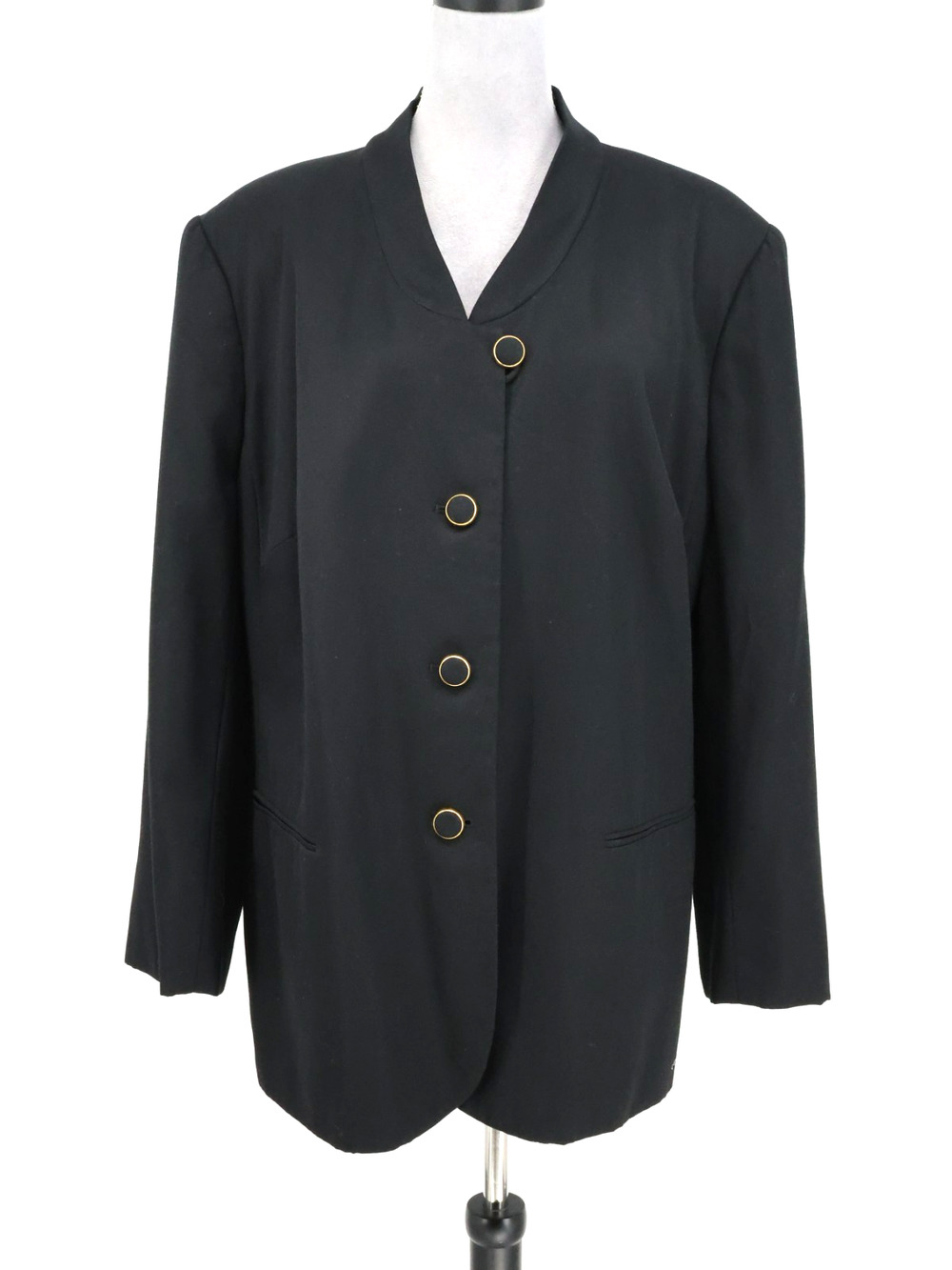 Kasper Jacket Plus Size 22 Black Twill Lined Blazer Pockets Career Academia